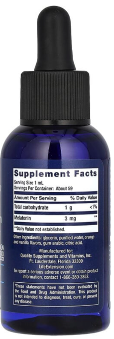 Мелатонин Life Extension Liquid Melatonin 59 мл цитрусово-ванильным Киев - изображение 2