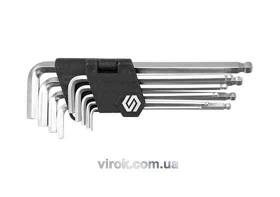 Ключі 6-гранні L-подібні VOREL : з кулькою, М2,5-10. Cr-V, Набір 9 шт. [10/60] Одесса