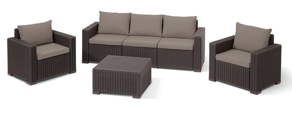Комплект садових меблів Keter California 3 seater, коричневий Київ - фото 1