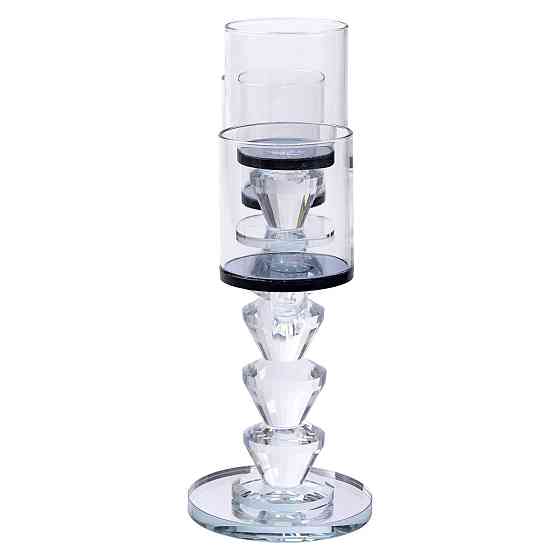 Yiwu Канделябр на 3 свічки 22×9×23 см підсвічник декоративний скляний на ніжці Чорний HP-4-22 Киев