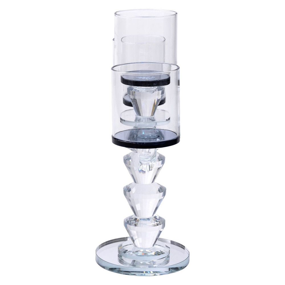 Yiwu Канделябр на 3 свічки 22×9×23 см підсвічник декоративний скляний на ніжці Чорний HP-4-22 Киев - изображение 3