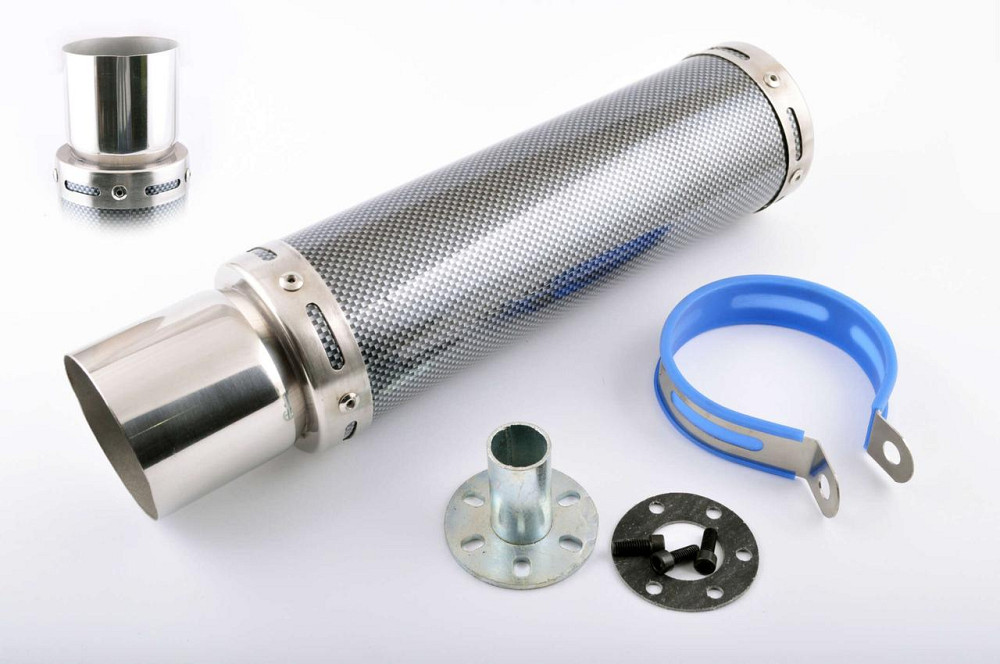 Глушитель (тюнинг) 300*9 см, креп. Ø48mm (нержавейка, карбон mod:1, прямоток, тип:5) Мукачево - изображение 1