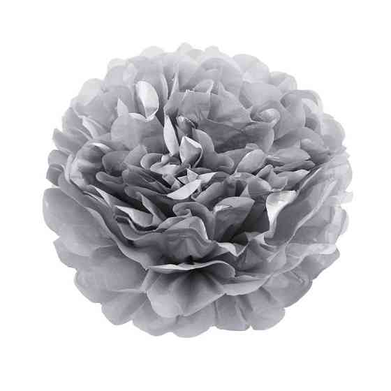 Помпон бумажный для праздника 15 см серый Киев
