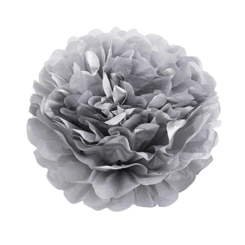 Помпон бумажный для праздника 15 см серый Киев - изображение 1