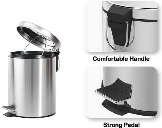 Відро для сміття кругле Zerix Solo-TC0103 SS Color 3 л колір нержавійка (ZX5895) Київ