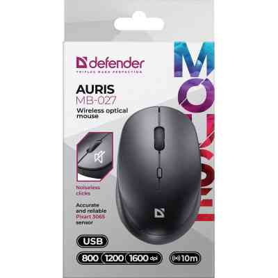 Мишка Defender Auris MB-027 Silent Wireless Black (52027) Вінниця
