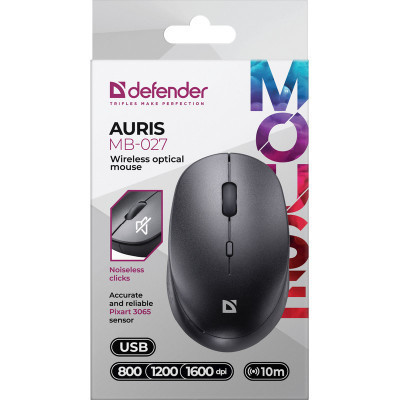 Мишка Defender Auris MB-027 Silent Wireless Black (52027) Вінниця - фото 6