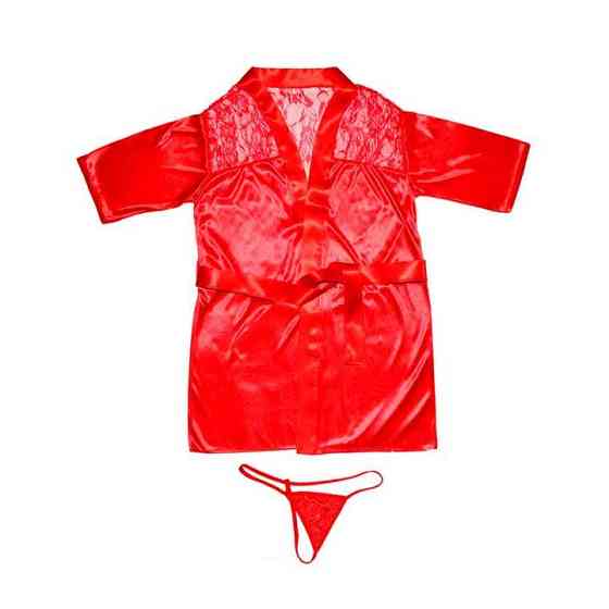 Сексуальний халат з мереживом - Червоний - XS/S/M - Еротична білизна Вінниця