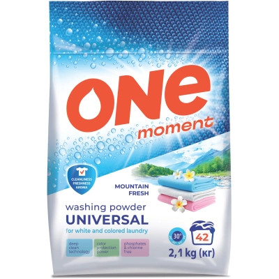 Пральний порошок One Moment Universal Гірська свіжість 2.1 кг (4820178065672) Вінниця - фото 1