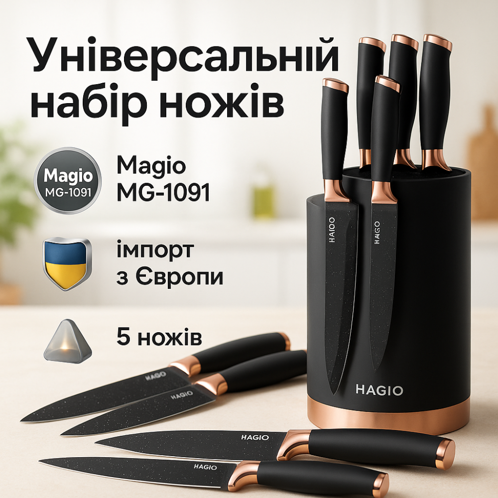 Набор кухонных ножей премиум Magio, Професиональный кухонный набор ножей, Качественные ножи для дома WM-29 Львов - изображение 17