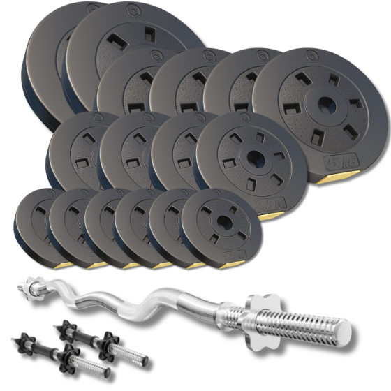 Набір зі штангою та гантелями Besport PowerPro 66кг з w-подібним грифом 120см Київ