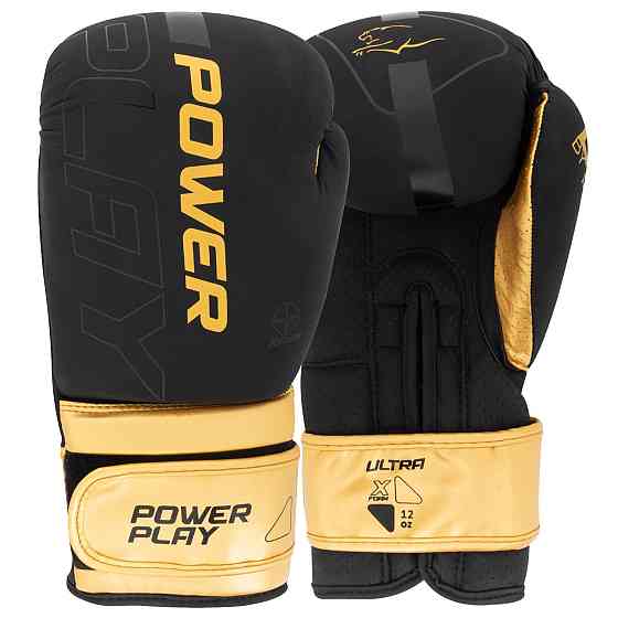 Боксерські рукавиці PowerPlay 3024 Ultra Mat Чорно-Золоті 14 унцій Каменское