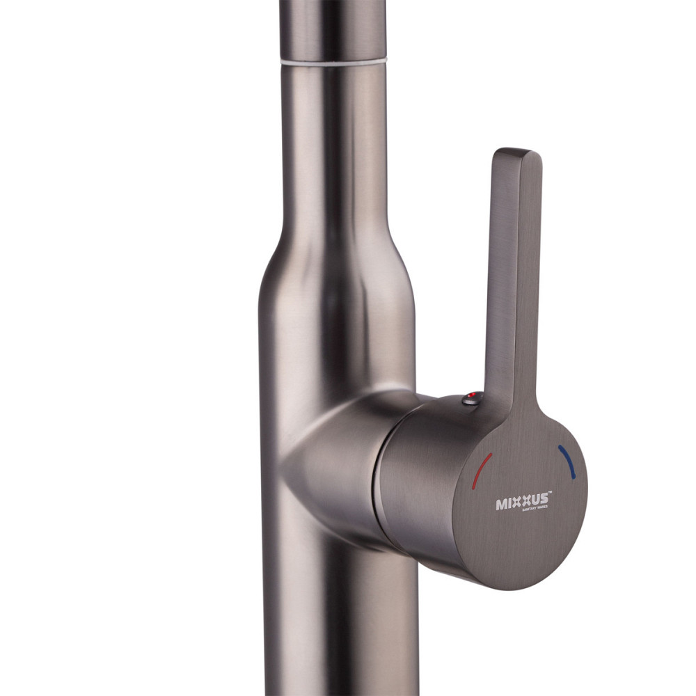 Кухонный смеситель с выдвижным изливом Mixxus Premium PULL 014 GRAPHITE (MI6959) Харьков - изображение 9
