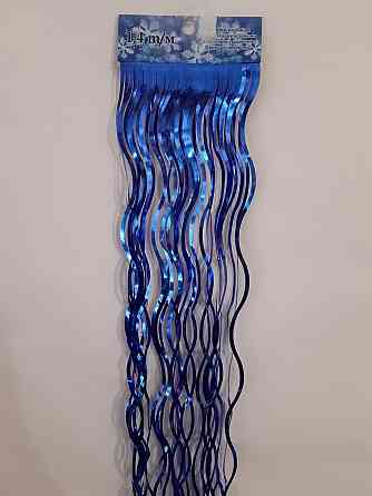 Дощик на ялинку новорічний хвилястий 140 см на 12 см синій Київ
