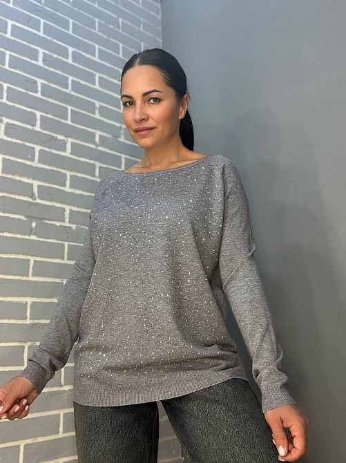 Джемпер женский ACCORDDREAM 9067 тонкий свитер россыпь камней, серый, one size Киев - изображение 4