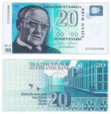 Фінляндія / Финляндия 20 марок 1993р Р123а8 UNC-1 Полтава
