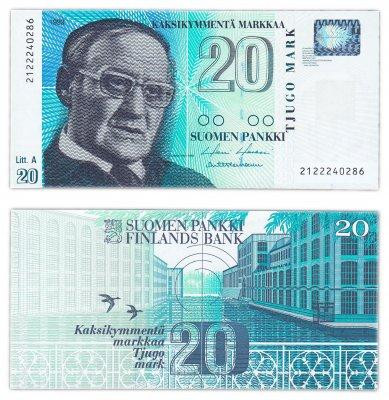 Фінляндія / Финляндия 20 марок 1993р Р123а8 UNC-1 Полтава - фото 1