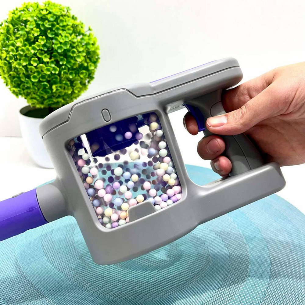 Набір побутова техніка пилосос пінопластові кульки насадки звук на батарейці 56см Фіолетовий (HJ619D) Чернигов - изображение 6