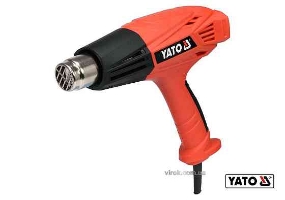 Фен технічний мережевий YATO: 2 кВт, 450°/600°C, 250/500 л/хв, регулятор температури + 4 насадки [5] Одеса