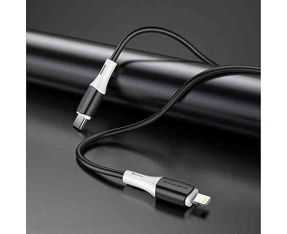 Кабель BOROFONE BX79 Type-C to iP 3A, 20W, 1m,, silicone, silicone connectors, Black Киев
