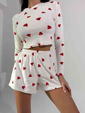 Жіноча стильна домашня принтована піжама плюшевий велюр Молочний Одеса