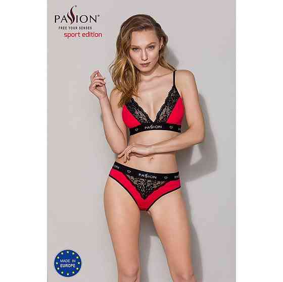 Трусики з широкою гумкою і мереживом Passion PS001 PANTIES M, red-black Sex Aura Київ