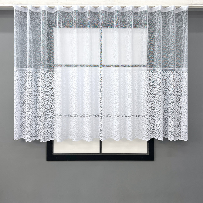 Короткий тюль, высотой 1,2м, жаккард цвет белый 2005т Киев - изображение 1