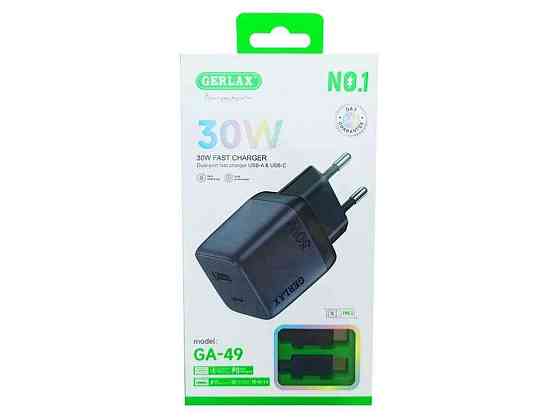 Сетевое зарядное устройство Type-C GA-49T 1USB/30W/QC3.0/PD черный ТМ GERLAX Киев