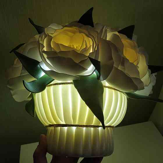 Світильник-нічник "Букет півонії у вінтажному кошику" Дніпро