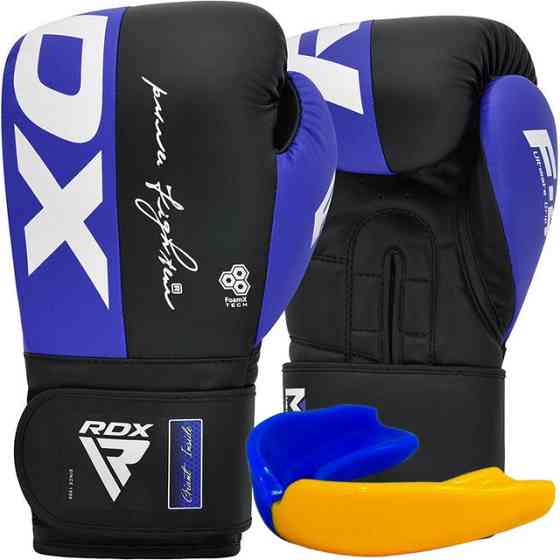 Боксерські рукавиці RDX REX F4 BLUE/BLACK-12 унцій (капа в комплекті) Каменское