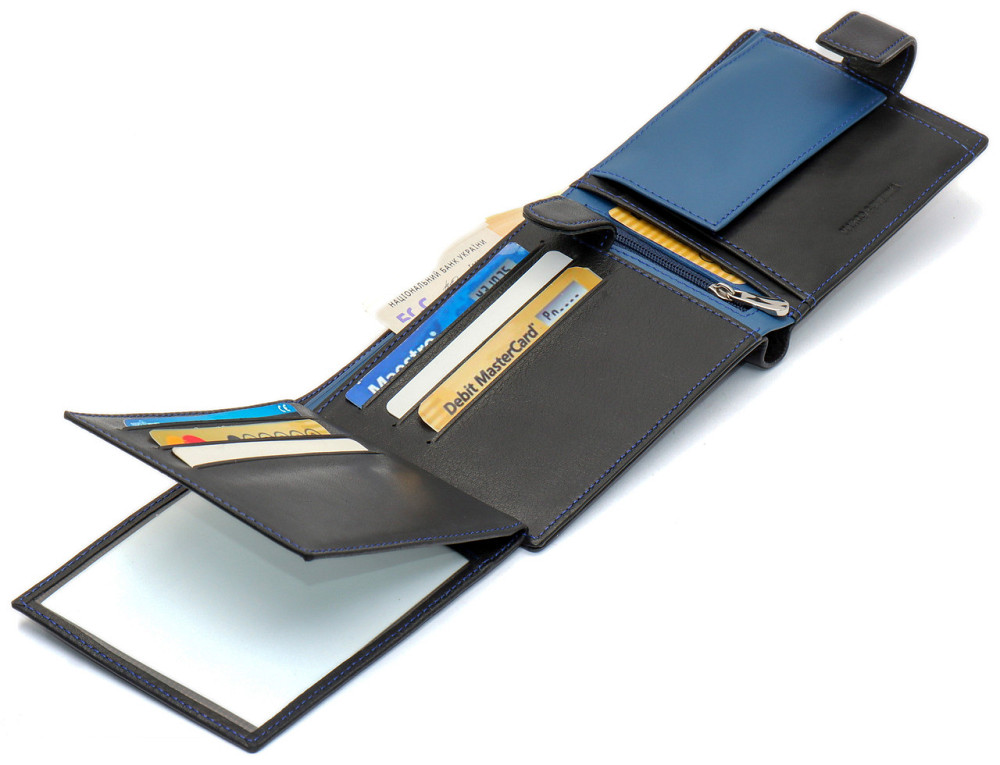 Чорний стильний чоловічий гаманець з блоком для документів із натуральної шкіри Marco Coverna MC-1006 A 1221 Київ - фото 7