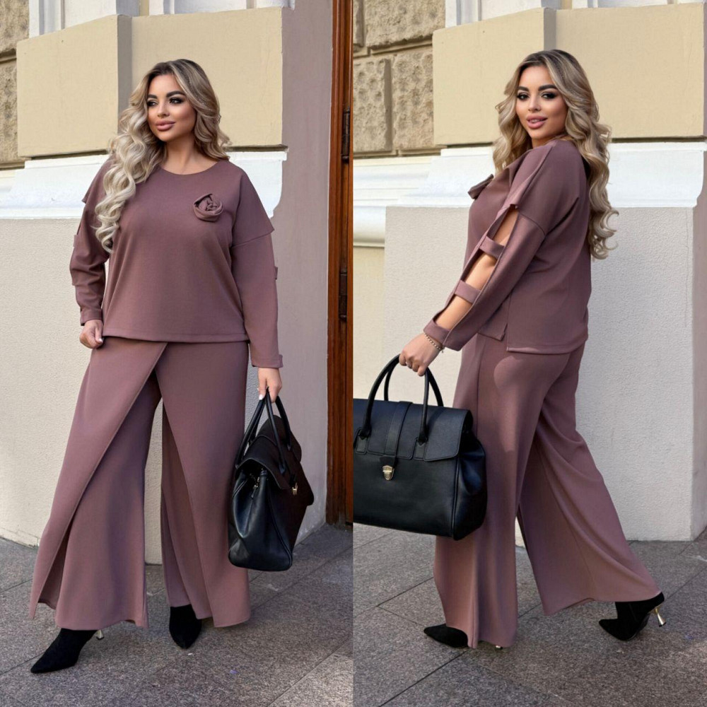 Женский батальный костюм двойка креп дайвинг Капучино, 64/66 Одесса - изображение 1