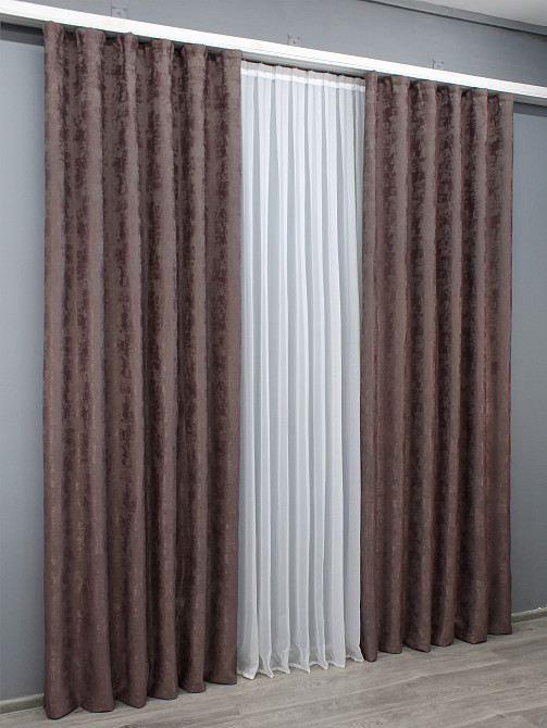 Комплект готових штор VR-Textil Жакард Sultan XO № 1681ш Бурий 150х270 см 2 шт (33-0561) Київ - фото 4