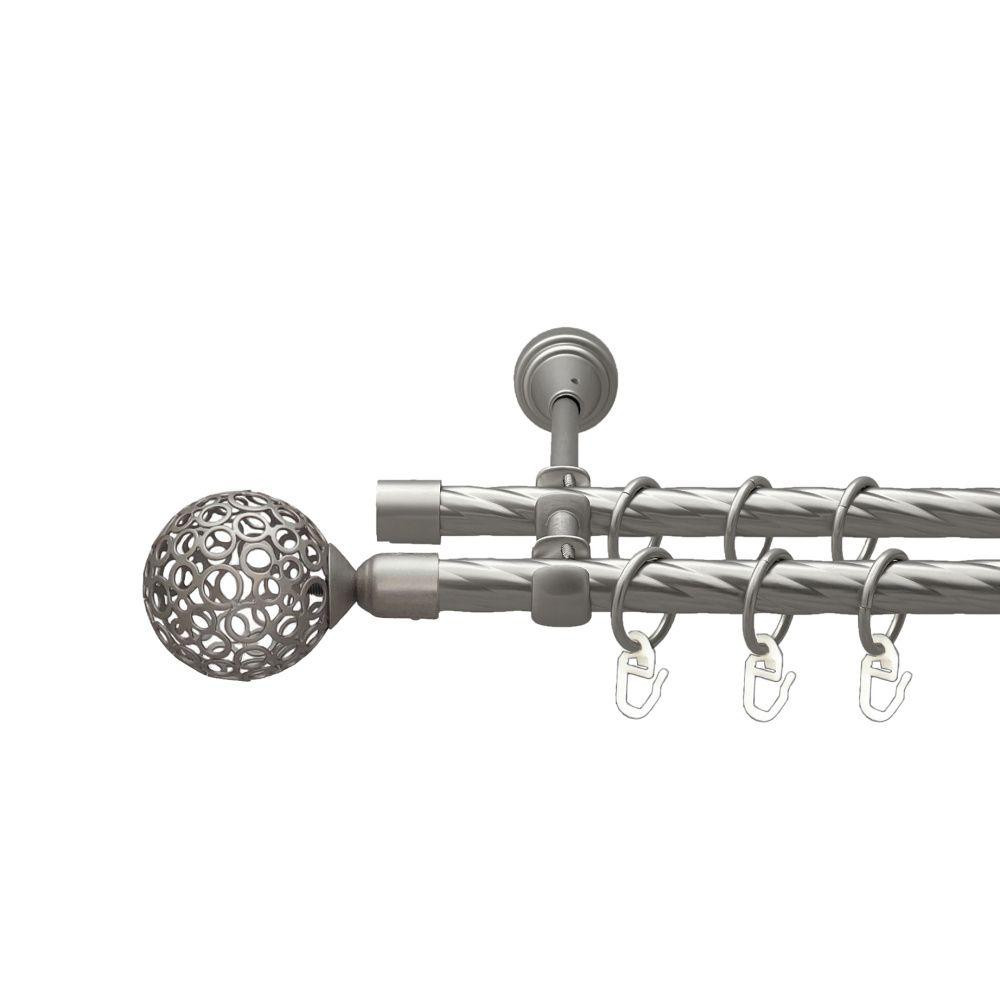 Карниз Orvit Савона металевий дворядний відкритий скручена труба кільце металеве Сатин 16\16 мм 300 см (00-00022900) Львів - фото 1