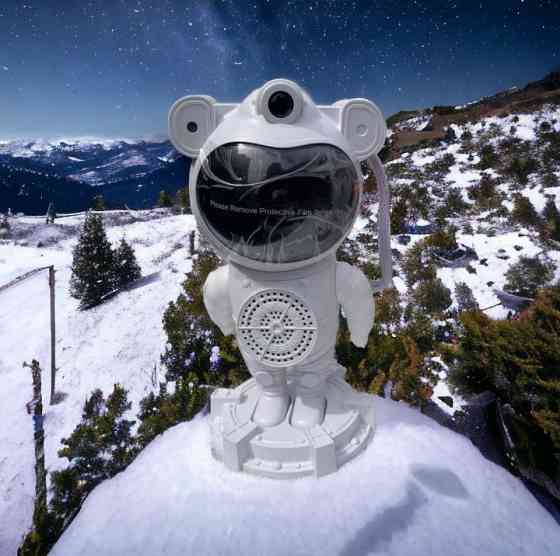 Ночник-проектор зоряного неба Астронавт 24см з пультом та Bluetooth колонкою (Білий) Вінниця