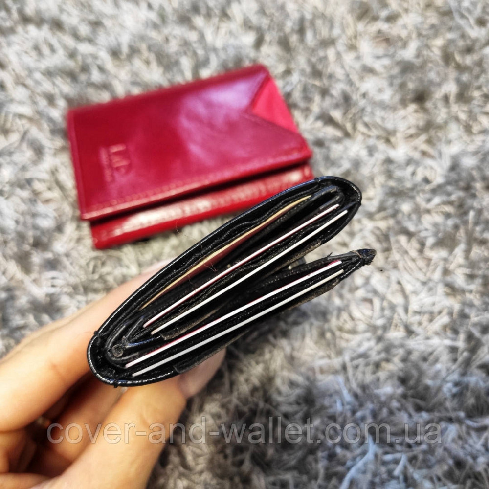 Компактний гаманець чорного кольору в три складання MD 610 Київ - фото 6