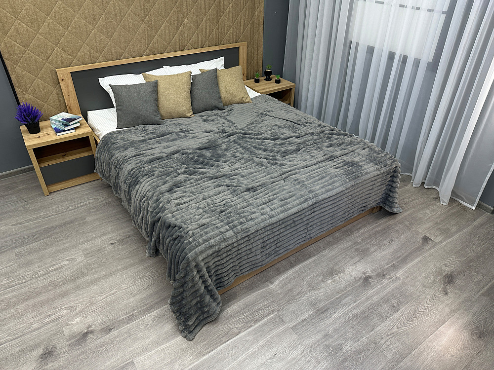 Плед-покрывало полоска Шарпей 200х230 см (+-5см) Серый (87-105) Киев - изображение 2