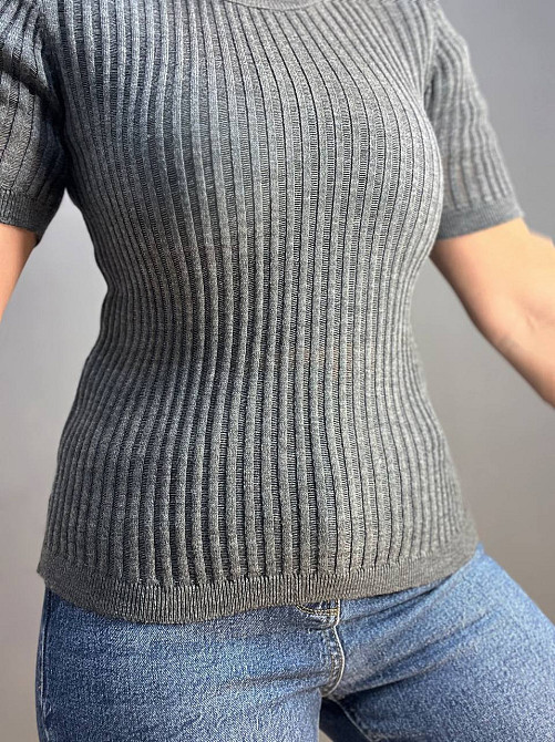 Реглан женский KARON 10624 ажурная вязкая полоса лапша короткий полупрозрачный рукав one size, серый, one size Киев - изображение 3