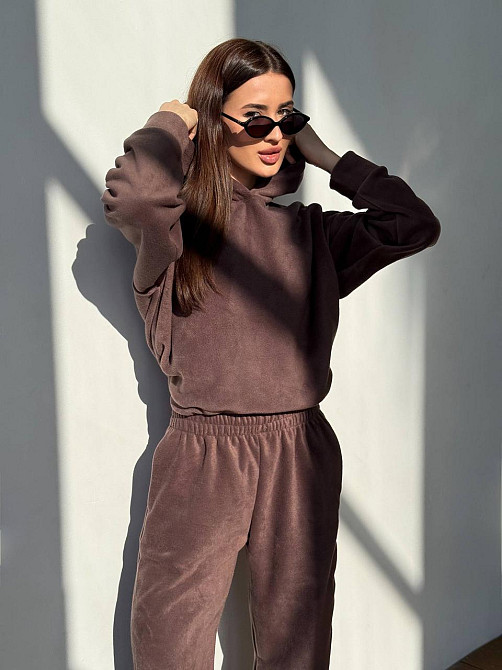 Флісовий жіночий костюм із капюшоном Шоколадний 48/52 Харків - фото 4