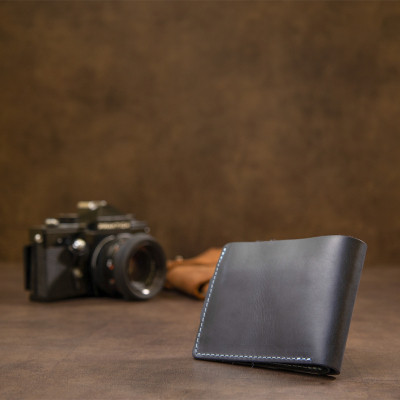 Портмоне Grande Pelle З натуральної шкіри Темно-синє (11461) Вінниця - фото 2