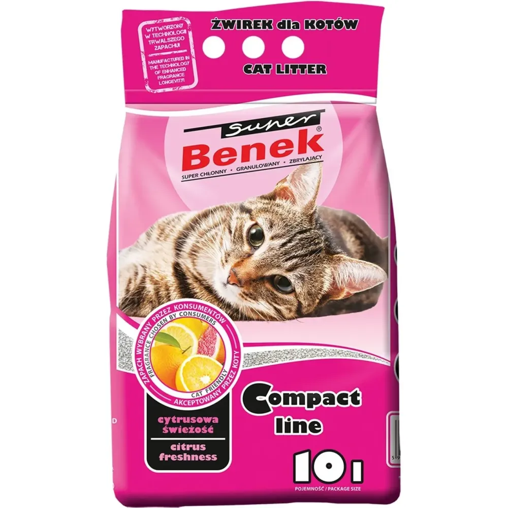 Наповнювач бентонітовий Супер Бенек Super Benek Compact Citrus для котячих туалетів цитрус (дрібний), 10 л Вінниця - фото 1