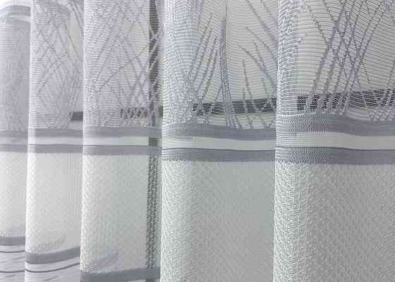 Короткий тюль VR-Textil 1937т Жакард Білий з сірим 450х145 см (42-1142) Київ