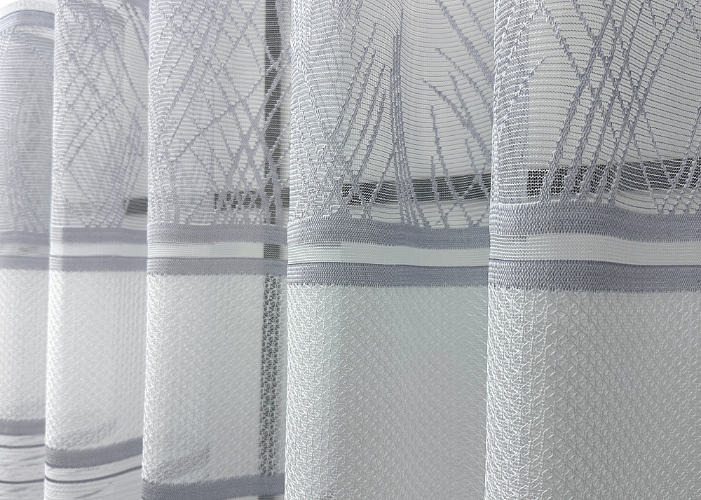 Короткий тюль VR-Textil 1937т Жакард Білий з сірим 450х145 см (42-1142) Київ - фото 4