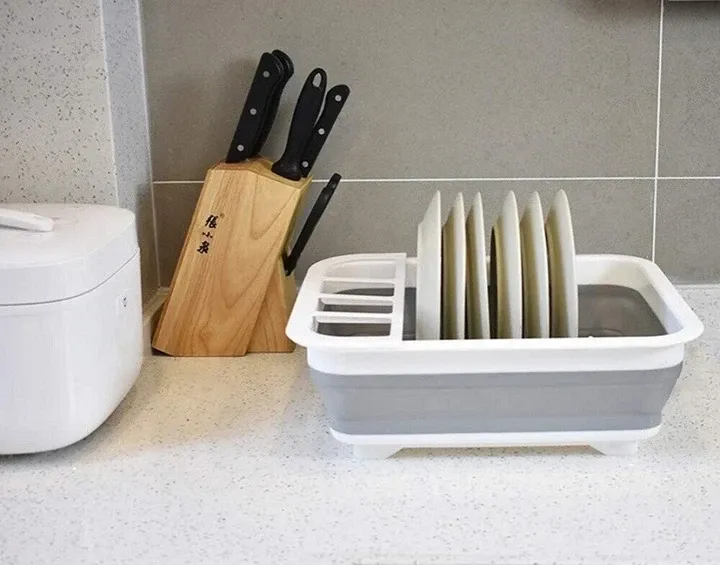 Складна силіконова сушарка для посуду Collapsible Drying Rack 37x31 см: органайзер для тарілок та приборів Одеса - фото 7