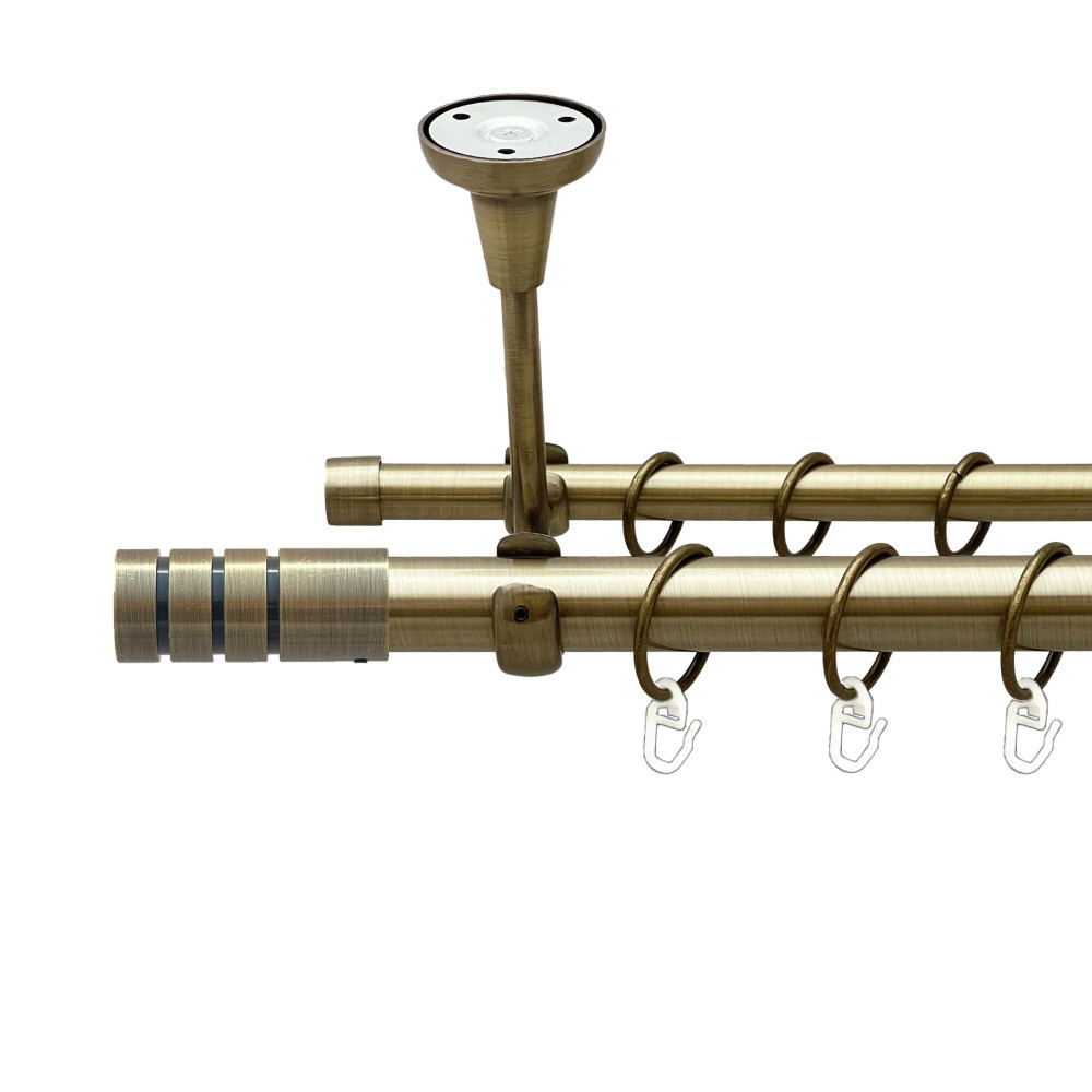 Карниз Orvit Модуло металевий дворядний відкритий до стелі гладка труба кільце металеве Антик 25\16 мм 160 см Львов - изображение 1