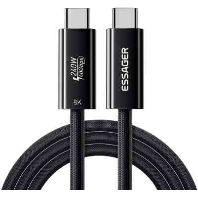 Дата кабель USB-C to USB-C 1.0m Thunderbolt 4 240W 8K60Hz black Essager (EXCTT4-PL01-P) Вінниця