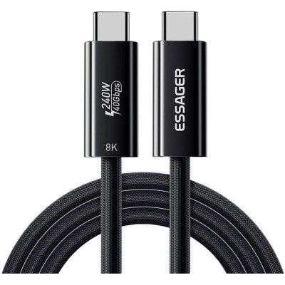 Дата кабель USB-C to USB-C 1.0m Thunderbolt 4 240W 8K60Hz black Essager (EXCTT4-PL01-P) Вінниця - фото 1
