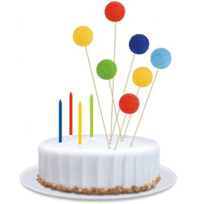 Свеча Maxi 4 шт. 7 топерів з помпонами на торт (MX642226) Винница - изображение 1