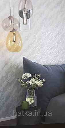 Шпалери вінілові на флізеліні Marburg Lava метрові під штукатурку сірі зі сріблом Київ