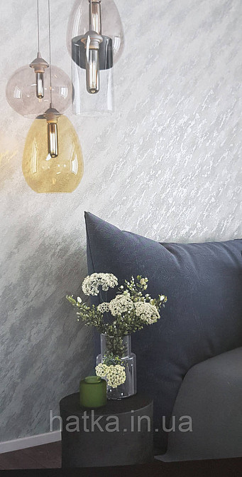 Шпалери вінілові на флізеліні Marburg Lava метрові під штукатурку сірі зі сріблом Київ - фото 2